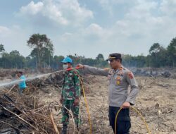 Kapolsek Bahar Selatan Berjibaku Melakukan Pendinginan Lahan Pasca Kebakaran