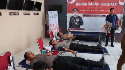 Polres Tebo Gelar Donor Darah Serentak Dalam Rangka Hari Jadi ke -73 Humas Polri